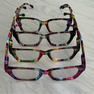 Funky Chic Colorful Striped Women's Reading Glasses 3.50.
Set of 4.